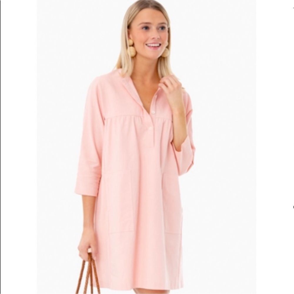 Tuckernuck Pomander Place Peach Fallon Linen Cotton Shift Dress sz L-NWOT
